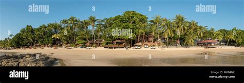 Panoramic View Of Ngapali Beach Rakhine State Burma Myanmar Stock