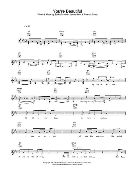 James Blunt Youre Beautiful Sheet Music Notes Download Printable