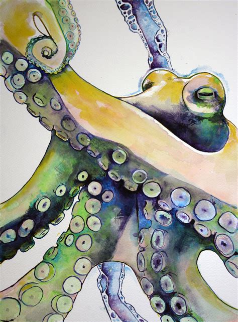 I Really Love Cephalopods This Is An Octopus Watercolor On Cotton