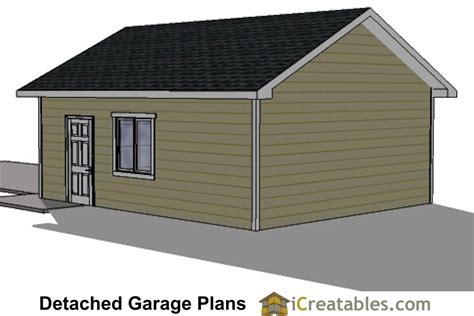 20x24 1 Car Detached Garage Plans Download And Build Garage Plans