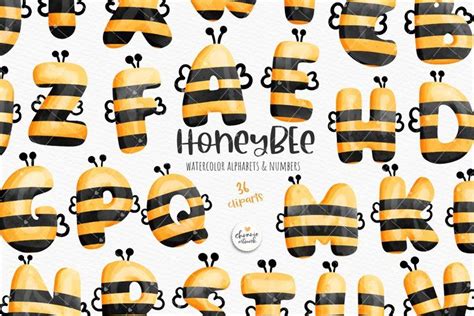 Honeybee Alphabets And Numbers Bee Alphabet Bee Fonts 1792317