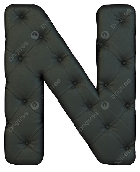 Luxury Black Leather Font N Letter Upholstery Knob Symbol Split PNG