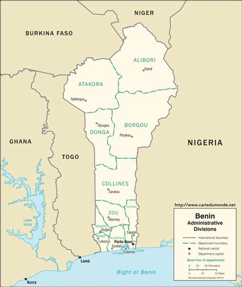 Carte Bénin Carte pays Bénin