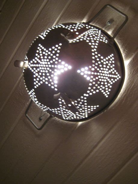 Lamp light light bulb diy light diy chandelier chandeliers mardi gras beads ceiling medallions light covers boho decor. My DIY: A Colander Light Cover | Colander light, Ceiling ...