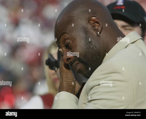 San Francisco 49ers Great Jerry Rice Wipes Away A Tear During A Half Time Ceremony Honoring Him