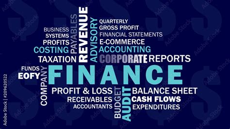 Corporate Finance And Accounting Related Words Word Cloud On Dark Blue