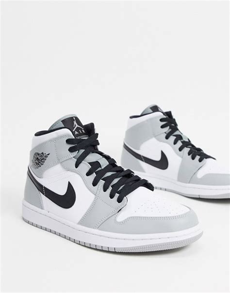 Nike Air Jordan 1 Mid Trainers In Greywhite Asos