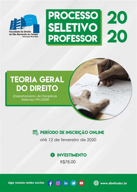 Fdsbc Direito São Bernardo Abre Processo Seletivo Para Contratação De Professor