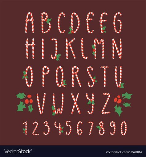 Christmas Font Candy Cane Type Alphabet New Vector Image