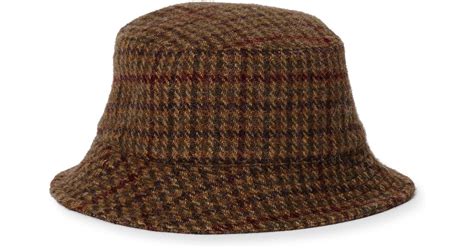 Polo Ralph Lauren Wool Blend Tweed Bucket Hat In Brown For Men Lyst