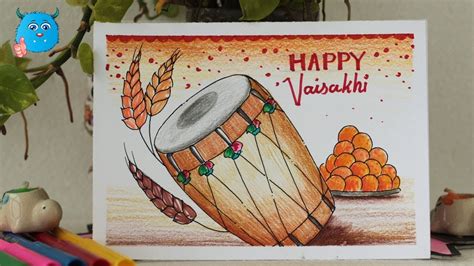 How To Draw Baisakhi Greeting Card Poster Easy Baisakhi Festival