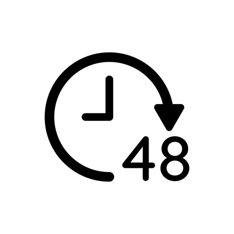 48 Hour Clock Black Vector Icon Isolated On White Background 9898157