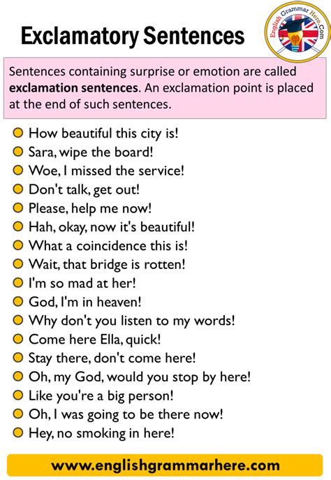 English Exclamatory Sentence Definition And Example Sentences