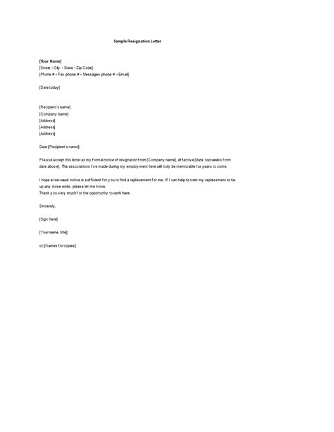 Resignation Letter Template Word Doc Ideas