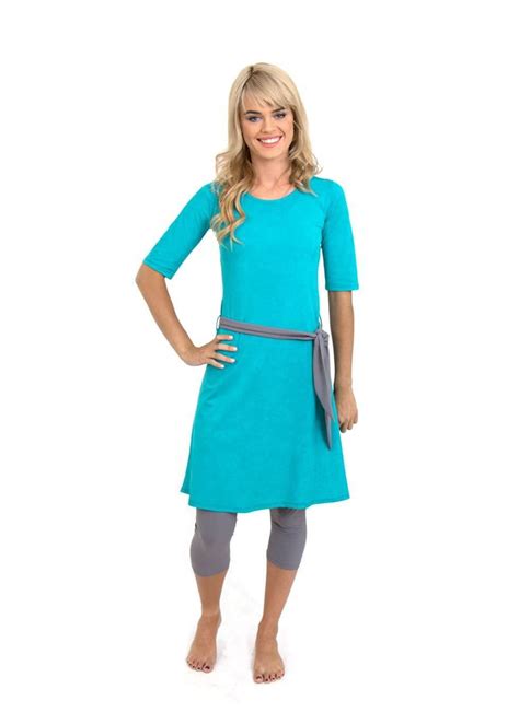 Turquoise Crush Betty Two Piece Modest Swim Tunic Swim Dress