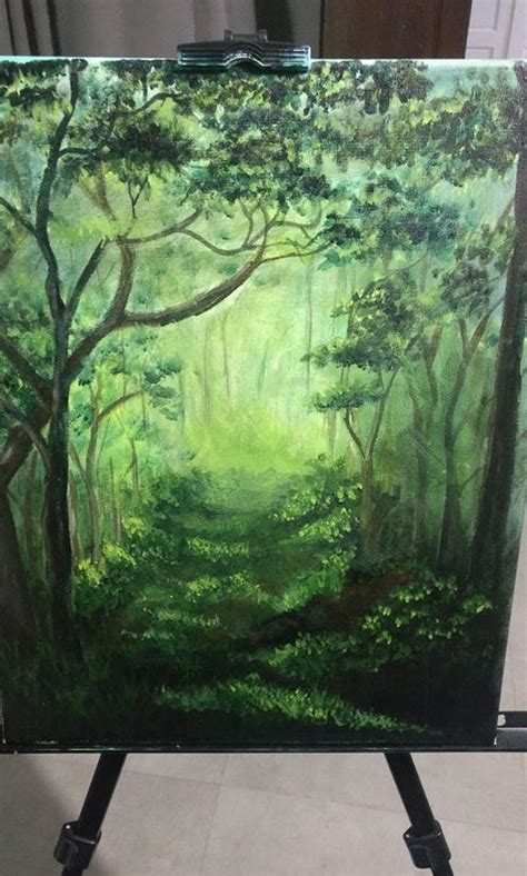 Step By Step Forest Acrylic Painting By Artist Mahith Fine Art Blogger