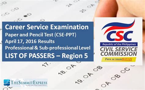 Region Passers Civil Service Exam Cse Ppt Results April The Summit Express