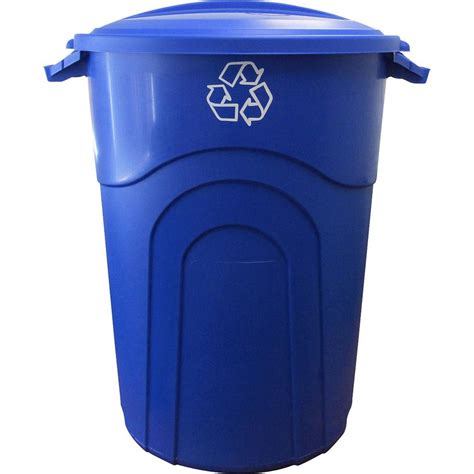 United Solutions 32 Gal Outdoor Recycling Trash Can In Recycling Blue