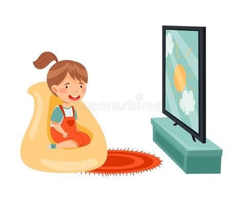 Girl Little Tv Watching Stock Illustrations 150 Girl Little Tv