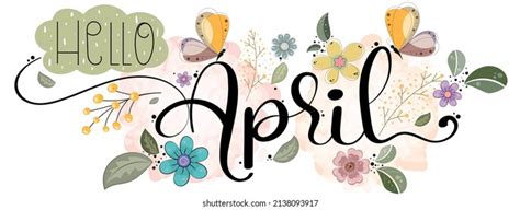 Hello April April Month Vector Flowers Stock Vector Royalty Free