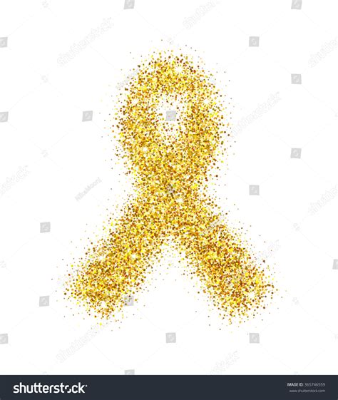 Gold Confetti Ribbon Symbol Childhood Cancer Stock Vector Royalty Free