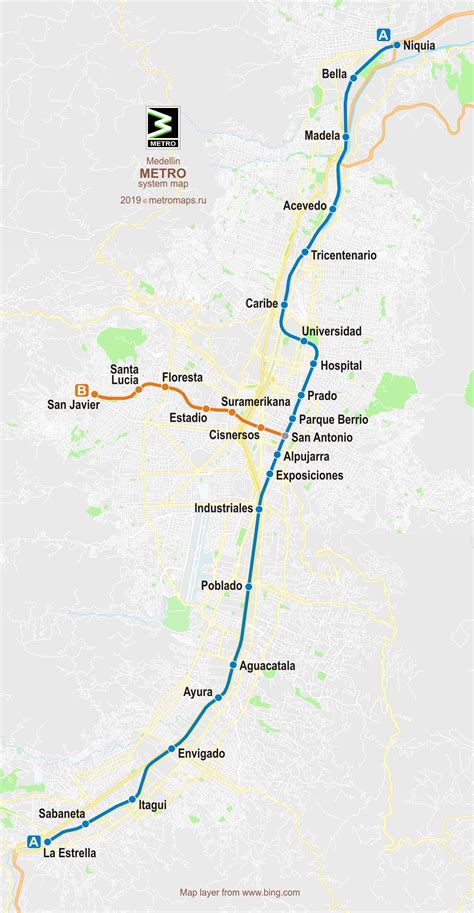 Medellin Metro System Map