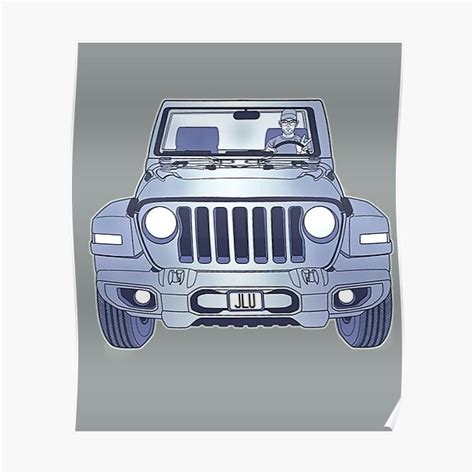 Jeep Wrangler Front View Poster For Sale By Samhargreaves Redbubble