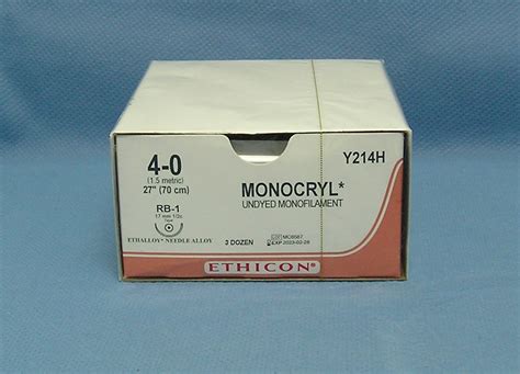 Ethicon Y214h Monocryl Suture 4 0 27 Rb 1 Taper Needle Da Medical