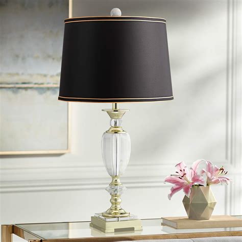 Traditional Cut Glass Urn Table Lamp With Black Gold Shade 91t52