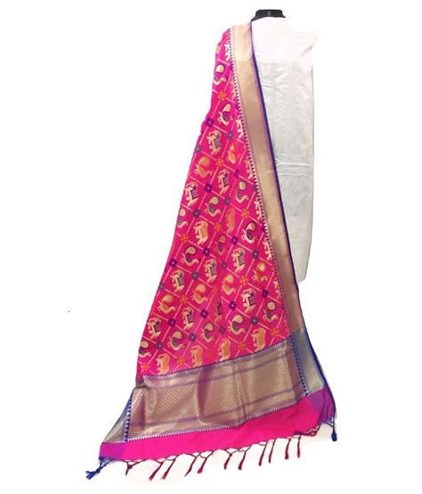 Shreemaa Creations Pink Banarasi Silk Banarasi Dupatta Price In India