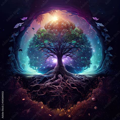 Tree Of Life Fantasy Art Concept Spiritual Religion Stock