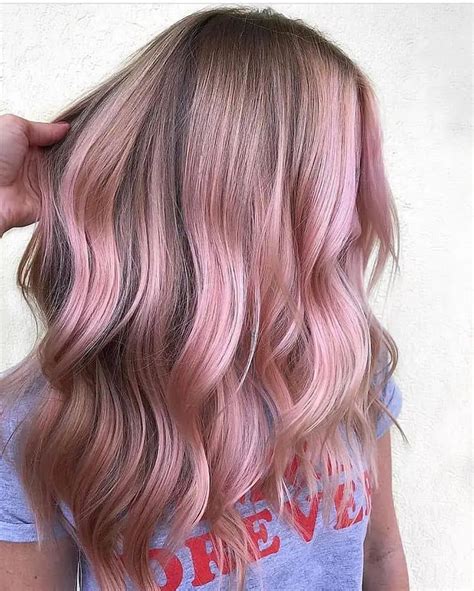 Chunky Pink Hair Highlights On Dirty Blonde Pastel Pink Hair Color