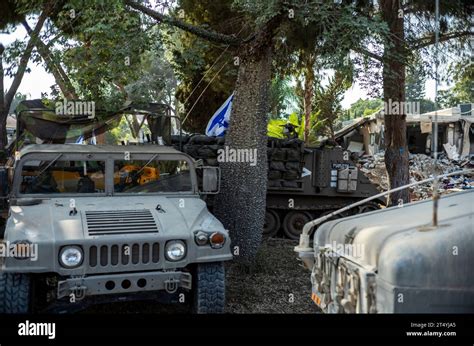 Kfar Aza Israel 02nd Nov 2023 Military Vehicles Are Seen Is Seen In