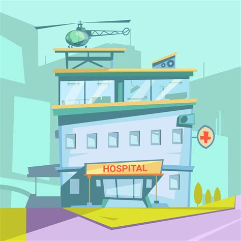 Hospital Building Retro Cartoon 472579 Vector Art At Vecteezy