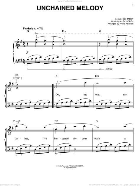Brothers Unchained Melody Easy Sheet Music For Piano Solo