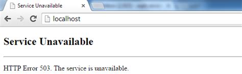 A 503 service unavailable error means that the page or resource is unavailable. c# - HTTP Error 503. The service is unavailable when port ...