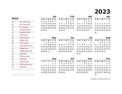 year calendar template   holidays