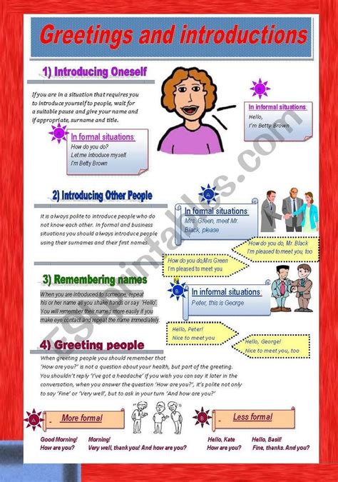 Greetings And Introductions Worksheet Introduction Esl Worksheets