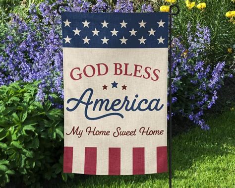 God Bless America Garden Flag Personalized Patriotic Decor Etsy