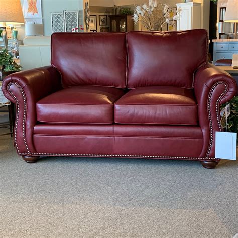 221 75 Loveseat Covered In Top Grain Red Leather Quality Built In
