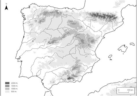Mapa Fisico Mudo De España Para Imprimir En A4 Mapa De Rios
