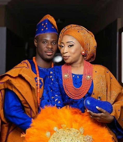 Complétez Nigérian Couples Tenue De Mariage Aso Oke Pleine Yoruba