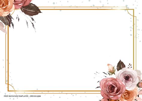 7 Rustic Autumn Watercolor Floral Wedding Invitation Templates Type