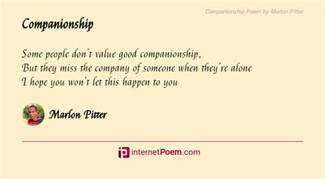 Companionship Poem By Marlon Pitter