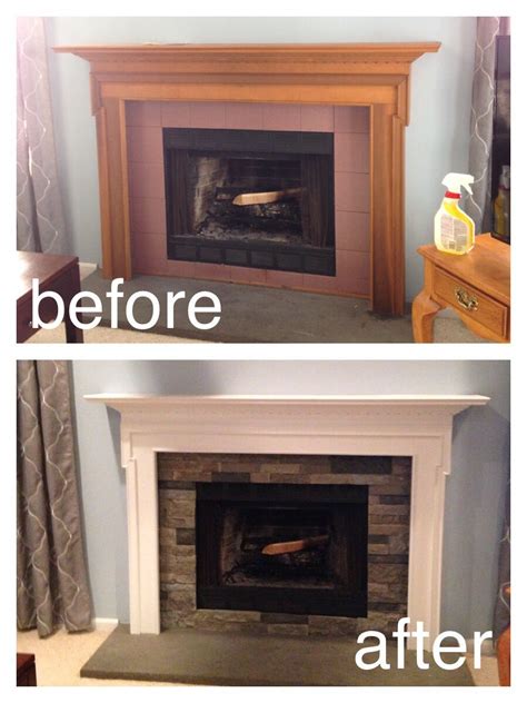 Have you ever seen a painted tile fireplace surround? Completely redid our family room fireplace in just a half ...
