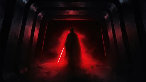 Download Wallpaper 1366x768 Darth Vader With Red Light Bar Dark