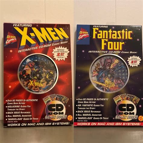90s Vintage Marvel Cd Rom Comics X Men Fantastic Four Etsy