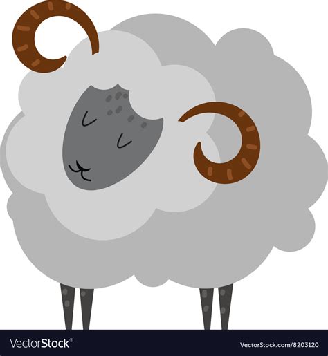 Smiling Sheep Cartoon Animal Lamb Mammal Vector Image