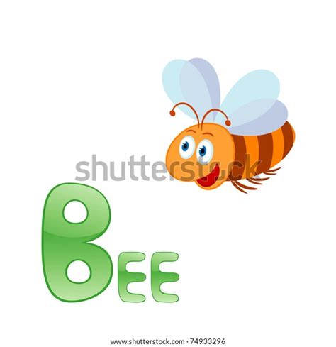 Funny Alphabet Children Bee Letter B เวกเตอร์สต็อก ปลอดค่าลิขสิทธิ์