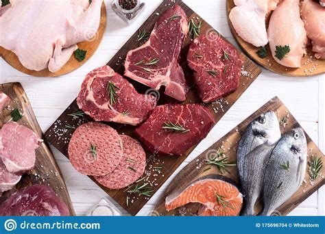 Assortment Of Meat And Seafood Stock Photo - Image of nutrition, assortment: 175696704